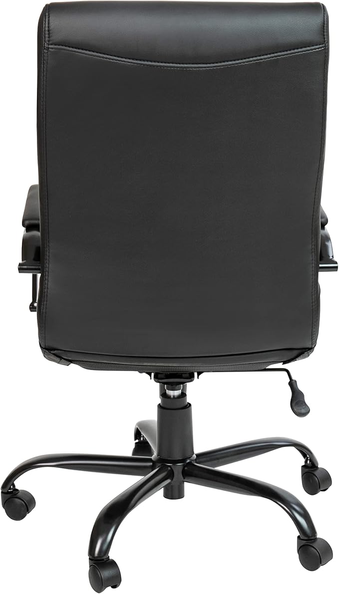 EMMA + OLIVER Faux Leather High-Back Swivel Home Office Desk Chair with Wheels, Padded Seat, and Armrests, Adjustable Height Multipurpose Office Chair, Black