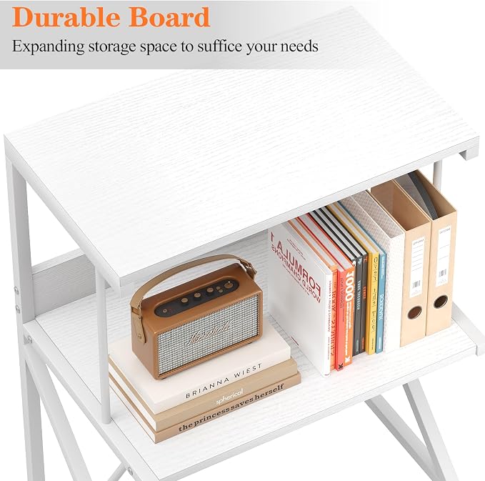 aboxoo Printer Stand for Desk, Desktop Printer Shelf Large 3-Tier Multi-Purpose Office Organization Shelves for Home Office, White