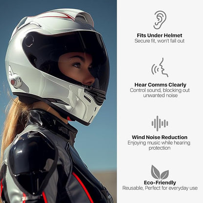 Motorcycle Ear Plugs for Wind Noise Reduction, 2 Pairs Reusable Motorcycle Accessories - Moto Earplugs, Soft Comfortable Hearing Protection for Motorbike, Touring, Racing, Riding - 25dB, Biker Gifts