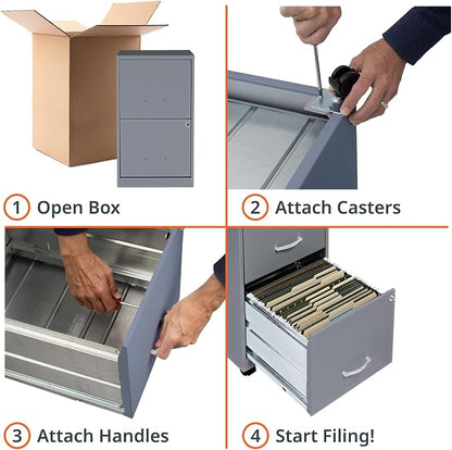 Lorell LYS Chrome Pull F/F Mobile File Cabinet, Silver