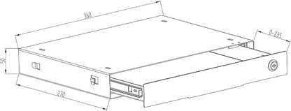 14 inch Slim Under Desk Pull-Out Storage Office Mounted Sliding Metal Drawer For Standing Desk,Black