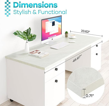 Kaboon Universal Tabletop 45.67"x23.62", Solid One-Piece Melamine Table Top, Double Desk L-Desk DIY, Home and Office,Sea Salt/White
