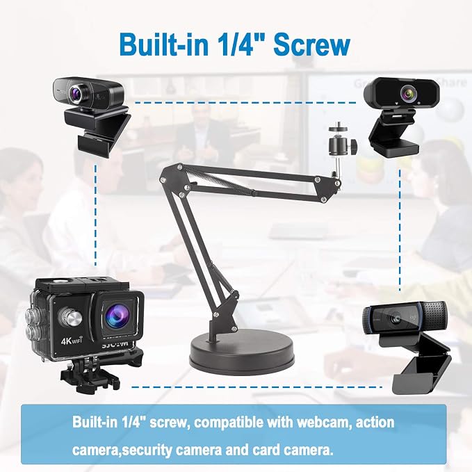 Webcam Stand,Camera Mount 22 Inch Suspension Boom Scissor Arm Stand,for Webcam C925e C922x C922 C930e C930 C920 C615,Hero 8/7/6/5,Ultra/Pro/Pro 2/Pro 3/Brio 4K,DSLR Camera