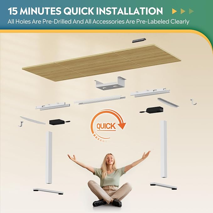 DEVAISE 71 Inch Electric Standing Desk, 3 Adjustable Computer Desk for Home Office, Ergonomic Sit to Stand Desk with LED Touchscreen，Headphone Hook, 3 Memory Preset, with Split Top, Maple