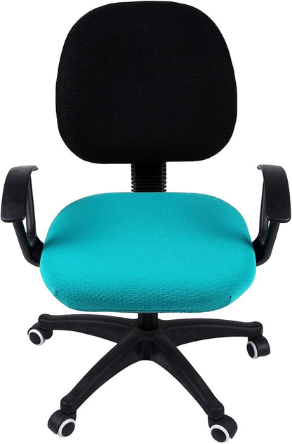 Smiry Stretch Jacquard Office Computer Chair Seat Covers, Removable Washable Anti-dust Desk Chair Seat Cushion Protectors - Peacock Green