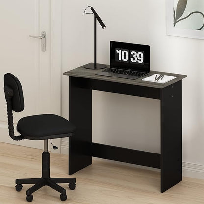 Furinno Simplistic 31-Inch Grey Computer Desk, Small Office Desk, Rectangular Home Office Desk with Drawers, Gaming Desk for Home Office, Bedroom, Study Room, Grey Oak