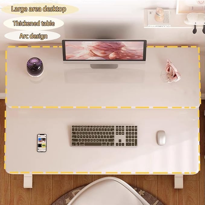 39.4 Inch Rolling Computer Desk for Small Spaces, Monitor Stand & 3-Tier Storage with Lockable Wheels, Easy Assembly for Bedroom, Dorm & Apartment