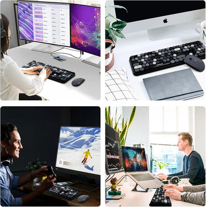 FOPETT Keyboard and Mouse Sets Wireless Keyboard and Mouse Sets,Reliable 2.4 GHz Connectivity for PC,Laptop,Smart TV and More (Grey Colorful)
