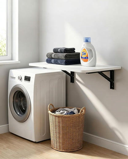 31 "x22.8 Wall Mounted Folding Table with Foldable Bracket, Suitable for Folding Tables on Balconies, Laundry Rooms, Kitchens, Home Offices, bedrooms, and Living Rooms (White)