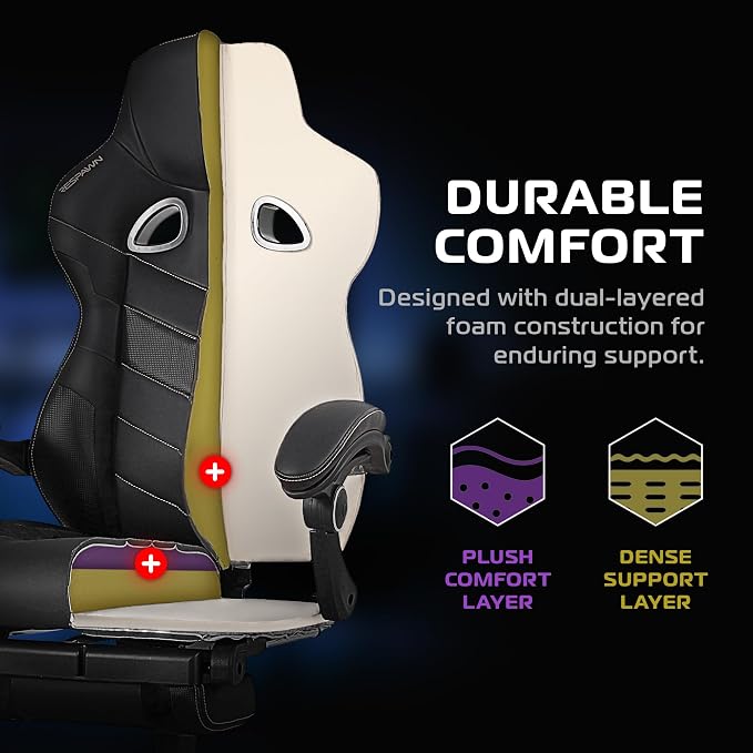 RESPAWN 110 Pro Ergonomic Gaming Chair with Footrest for Adults - Comfortable Office Gaming Recliner with Lumbar Support and Headrest, Racing Style Video Game Chairs for Computer Gamer - Blue