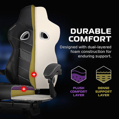 Respawn 110 Pro Ergonomic Gaming Chair with Footrest for Adults - Comfortable Office Gaming Recliner with Lumbar Support and Headrest, Racing Style Video Game Chairs for Computer Gamer - Gray