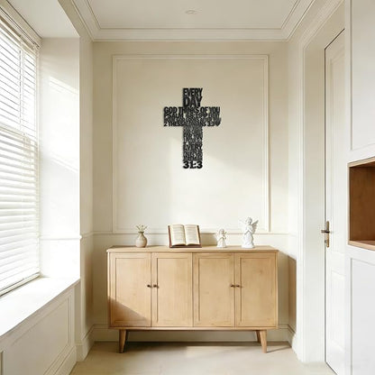 Christian Wall Art Christian Gifts For Women Men Black Metal Cross Wall Decor For Living Room,Bedroom,Bathroom,Office,Church,Farmhouse Crucifix Vintage Rustic Home Decor Inspirational Religious Gifts
