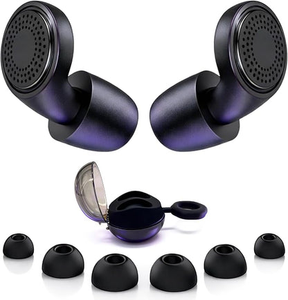 Ear Plugs for Noise Cancelling Reduction - with Cleaning Case Soft Silicone Noise Cancelling Ear Plug for Studying, Reading and Focus, Reusable with 8 Ear Tips (Black)