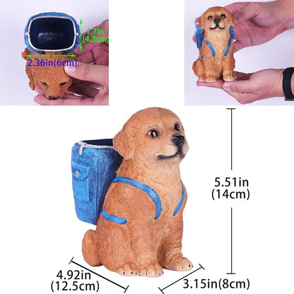 SHENGTIAN Golden Retriever Decor, Figurine & Statue, Dog Pen Holder, Puppy Pencil Holder, Pen Holder for Desk, Desk Accessories, Gifts for Golden Retriever Lovers, Cute Novelty Animal Pen Organizer