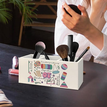 Occupational Therapy Gifts Pen Holder for Desk, OT Gifts Wooden Box Sign Desk Decor for Office Home Decoration, Occupational Therapist Gift Pencil Organizer, Therapy Office Decor