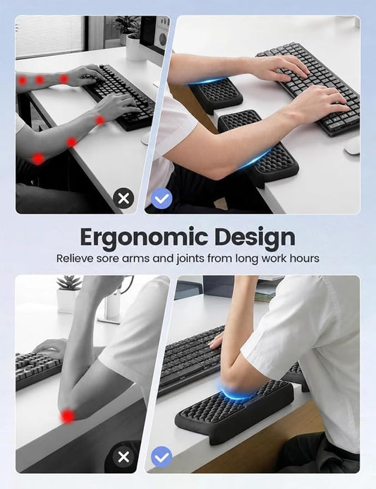 Vaydeer 2Pcs Elbow Rest Pad, L-Shaped Arm Rest Elbow Pad, Desk Edge Cushion, Ergonomic Memory Foam Wrist Rest Support Keyboard Mouse Padding for Palm Hand Office Computer Home Gaming Accessories-Black