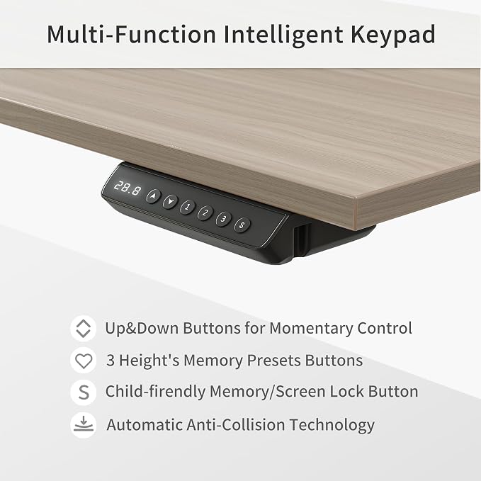 FEZIBO L-Shaped Standing Desk with Drawers and Shelves, Electric Standing Desk Adjustable Height, Executive Computer Desk 63 inch Light Walnut