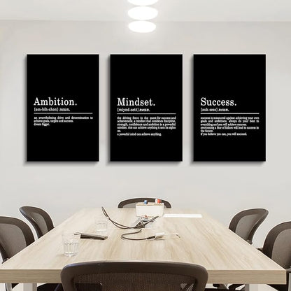 Inspirational Canvas Painting Wall Art -EPHANY ART, Motivational Wall Art Success Framed Entrepreneur Poster Positive Quotes Wall Poster for Home Office Workplace (M-3pcs,16x24inchx3pcs)