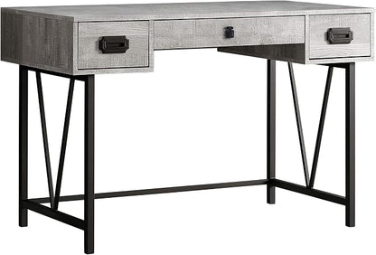Monarch Specialties Laptop Table with Drawers-Industrial Style-Metal Legs Computer Desk Home & Office, 48" L, Grey Reclaimed Wood Look
