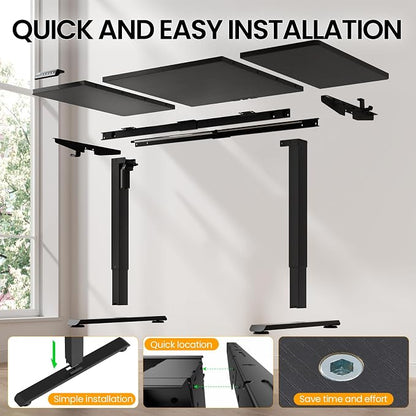 Veken 63" x 28" Super Large Standing Desk, Height Adjustable Electric Computer Desk, Sit to Stand Up, Modern Workstation for Home Office, Walking Pad, Writing, Gaming Bedroom Study, Black