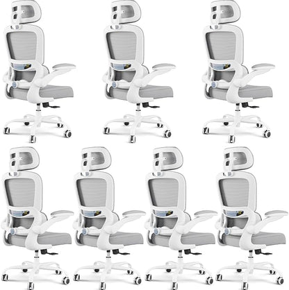 TRALT Office Chair Ergonomic Desk Chair, 330 LBS Home Mesh Office Desk Chairs with Wheels, Comfortable Gaming Chairs White Pack of 7