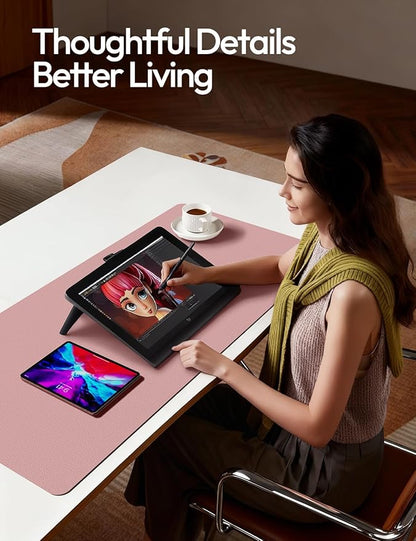YSAGi Leather Desk Protector, Office Mat, Large Mouse Mat, Non-Slip PU Leather Blotter, Laptop Desk Mat, Waterproof Writing Pad for Office and Home(Pale Mauve, 63" x 17.2")