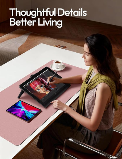 YSAGi Leather Desk Protector, Office Mat, Large Mouse Mat, Non-Slip PU Leather Blotter, Laptop Desk Mat, Waterproof Writing Pad for Office and Home(Pale Mauve, 40" x 24")