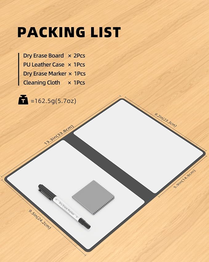 Mehaving Portable Small White Board Dry Erase Board, Reusable 9.5 * 6.6in Notebook Memo, Office Home Supplies Desk Accessories MH760 (Grey)