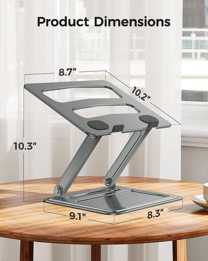 LORYERGO Adjustable Laptop Stand, Portable for 17.3inch Laptops, Holds Up to 17.6lbs, Ergonomic Posture & Heat Dissipation - Gray