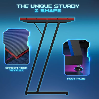 Homall L Shaped Gaming Desk Computer Corner Desk PC Gaming Desk Table with Large Monitor Riser Stand for Home Office Sturdy Writing Workstation (Black, 51 Inch)