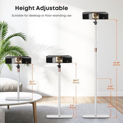 PUTORSEN Universal Projector Stand – Height Adjustable & 360° Rotatable Mount with 1/4" Screw, Compatible with Projectors, Cameras, Webcams for Home, Office, and Outdoor Use, White