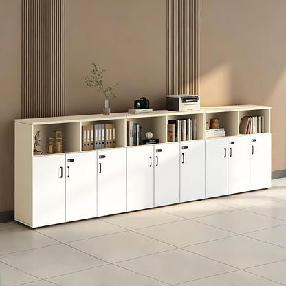 File Cabinet with Password Lock, Wood Lateral Filing Cabinet for Letter/A4 Files, 3 Drawer with Door, Printer Stand with Open Shelves for Home Office