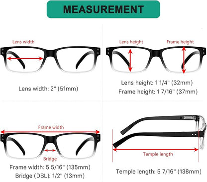Eyekepper Vintage Eyeglasses for Men - 5 Pack Spring Hinges Classic Glasses - Black-Clear Frame +0.00