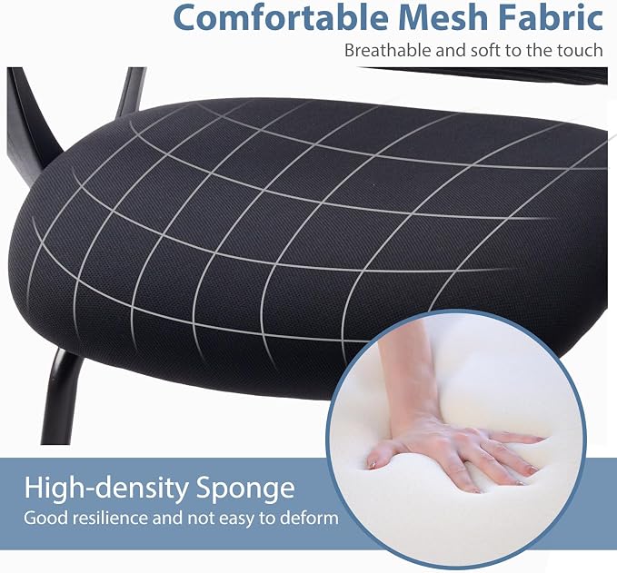 DUMOS Office Desk Chair with Sled Base Set of 2, Ergonomic Executive Mesh Computer Chairs with Lumbar Support for Home Bedroom Waiting Reception Guest Student