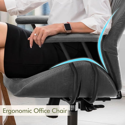 CAODOC High Back Office Chair,Modern Swivel Office Chair,Black Suede Fabric Gaming Chair,Height Adjustable Home Office Desk Chair with Lumbar Support