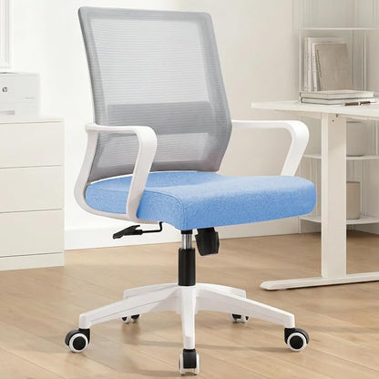 NEO CHAIR Office Chair Gaming Desk Computer Chair Ergonomic Mesh Mid Back with Wheels Lumbar Support Comfy Swivel Adjustable for Home (Sky Blue)