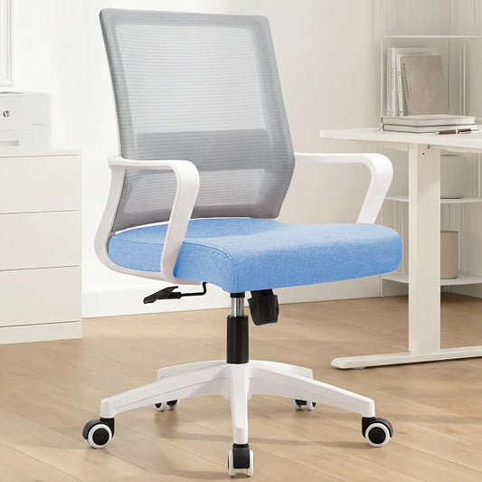 NEO CHAIR Office Chair Gaming Desk Computer Chair Ergonomic Mesh Mid Back with Wheels Lumbar Support Comfy Swivel Adjustable for Home (Sky Blue)