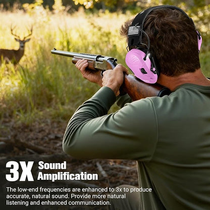 Electronic Shooting Ear Protection w/Gel Pads, 23dB NRR Active Noise Reduction & 3X Amplification Headset for Shooters
