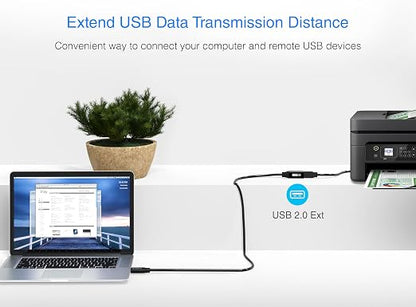 BlueRigger 2.0 USB Extension Cable 3FT (USB Extender Cord, 480 Mbps, Male to Female) Short USB Extension Cord for Webcam, VR Headset, Printer, Hard Drive, Keyboard, Mouse