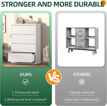 Lateral File Cabinet 4 Drawer, Metal File Cabinet with Lock | Filing Cabinets for Home Office, Black Locking Deep Drawer for Hanging Files Letter/Legal/A4/F4 Size, Assembly Required