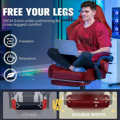 GTPLAYER Big and Tall Gaming Chair 400lbs Heavy Duty Office Chair with Foot Rest, High Back Pocket Spring Ergonomic Computer Chair for Adults, Wide Comfy Seated Cushion with Linkage Armrests, Red