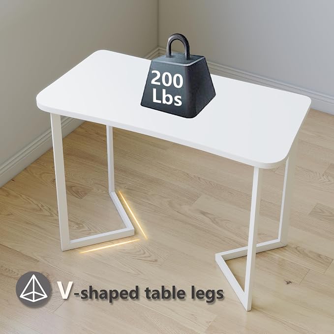 Funecy Computer Desk 40 Inch Small Table for Office,Modern Simple Style Writing Study Work Gaming Table for Home Office (White)