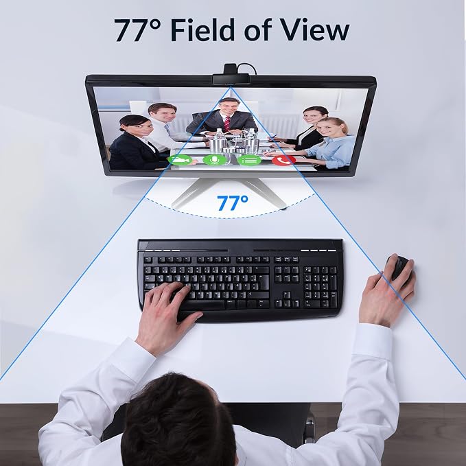 4K Webcam for PC with Fast Autofocus and Sony Sensor, Dual Noise-Reduction Microphones, Auto Light Correction, 4K 30FPS UHD, 77° FOV USB Webcam with Tripod for Zoom, Teams, Mac and Streaming