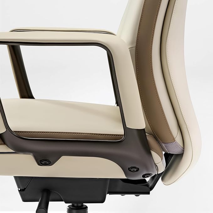 EUREKA ERGONOMIC Alto Leather Desk Chair, Silicone Leather Office Chair with Wheels, High Back Office Chair, Executive Office Chair Comfy for Home & Office, Off-White