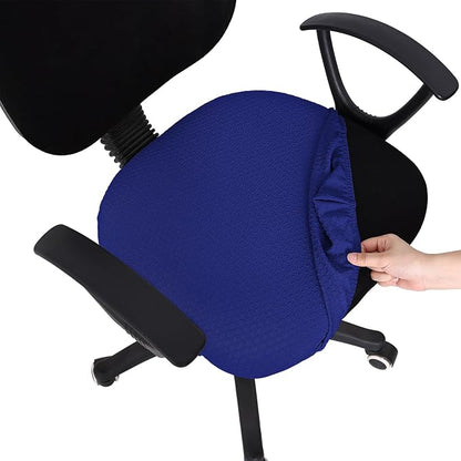 Smiry Stretch Jacquard Office Computer Chair Seat Covers, Removable Washable Anti-dust Desk Chair Seat Cushion Protectors - Royal Blue