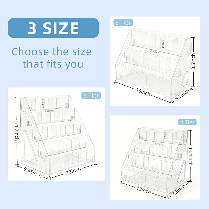 5-Tier Acrylic Marker Organizer, 150 Slots Desktop Pen Storage Rack, Vertical Art Supply Holder for Colored Pencils, Paint Brushes & Office Accessories, Clear Desk Stationery Display