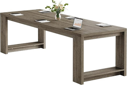 Tribesigns 7 ft Conference Table for 6 to 8 People, Modern Rectangle Meeting Room Desk for Boardroom, Home Office (2, Gray)