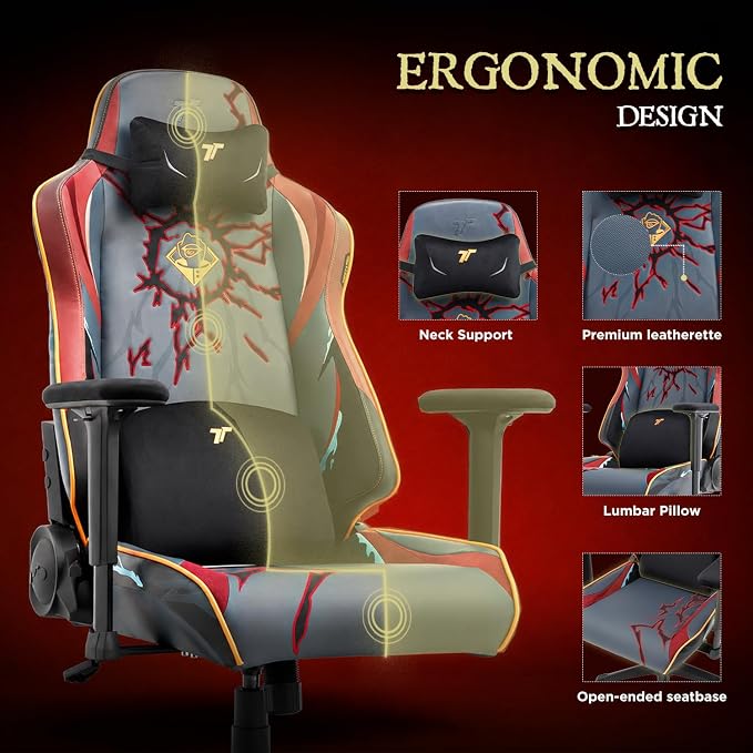 TTRACING Jujutsu Kaisen Yuji Itadori Gaming Chair with 22.6" Wide Seat | Premium faux leather & cold-cure foam, ideal for home office or streaming. Features full-tilt mechanism & 4D armrests.