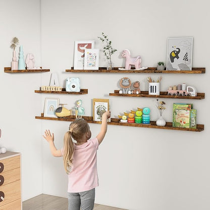 Picture Ledge Shelf, Floating Shelves Set of 2, 72 Inches Long Large Nursery Book Shelves for Toys Storage, Kids Bookshelf Wall Mounted for Living Room Bedroom Decor Books Photo Frames