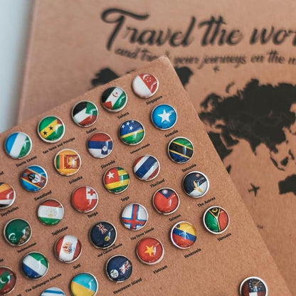 Enjoy The Wood 3D Wooden World Map Wall Art - Large Travel Map with Pins for Art Decor - Decorative Map of the World for Home, Office - Travel Wall Art Housewarming Gift Idea (Flags Push Pins, Pins)